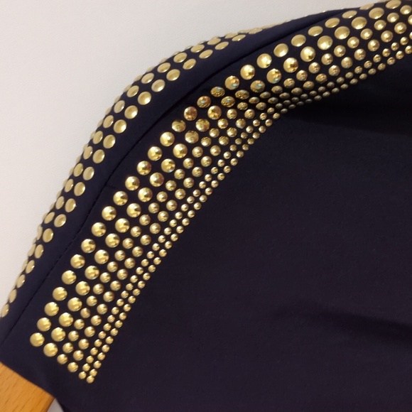 Armani Exchange Eggplant Gold Embellished Shoulders Mini Dress - Picture 4 of 9